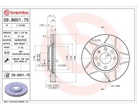 Brake Disc BREMBO MAX LINE 09.8601.75, Image 4