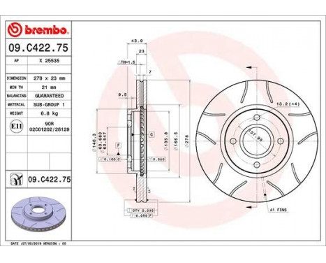 Brake Disc BREMBO MAX LINE 09.C422.75, Image 2
