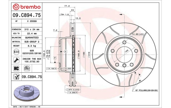 Brake Disc BREMBO MAX LINE 09.C894.75, Image 3