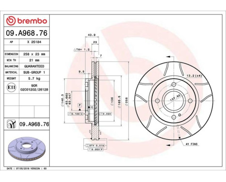 Brake Disc BREMBO MAX LINE 09A96876, Image 2