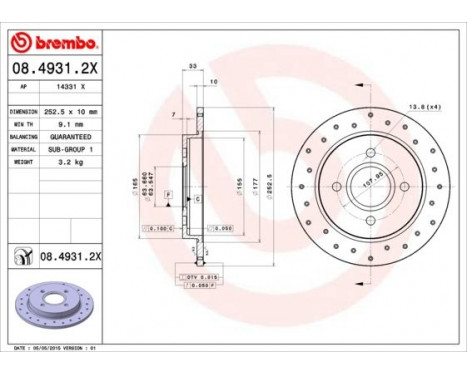 Brake Disc BREMBO XTRA LINE 08.4931.2X, Image 2