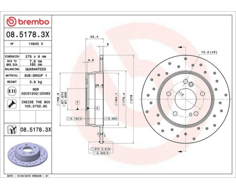 Brake Disc BREMBO XTRA LINE 08.5178.3X, Image 3