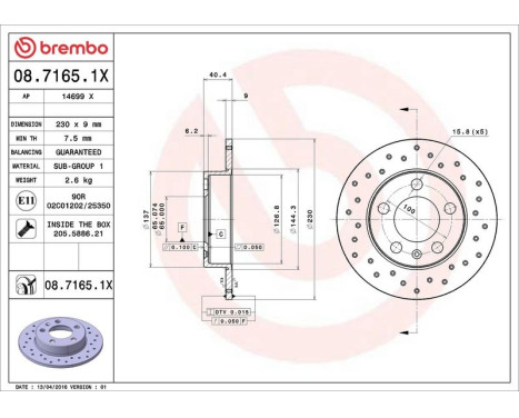 Brake Disc BREMBO XTRA LINE 08.7165.1X, Image 3