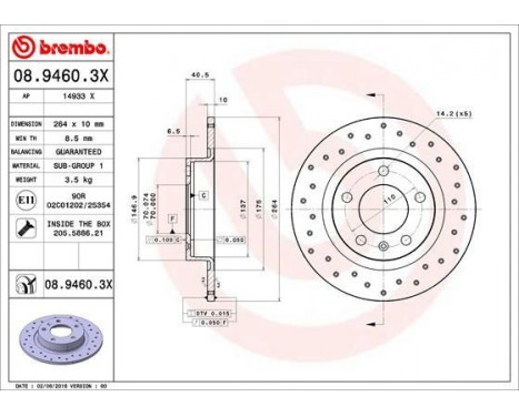 Brake Disc BREMBO XTRA LINE 08.9460.3X, Image 2