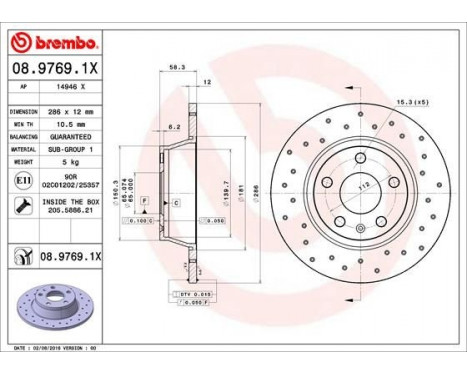 Brake Disc BREMBO XTRA LINE 08.9769.1X, Image 2