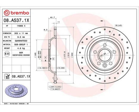 Brake Disc BREMBO XTRA LINE 08.A537.1X, Image 2