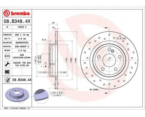 Brake Disc BREMBO XTRA LINE 08.B348.4X, Image 2