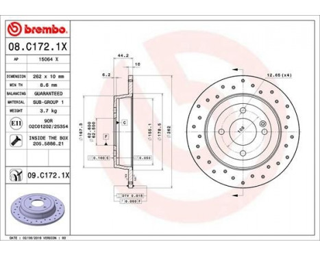 Brake Disc BREMBO XTRA LINE 08.C172.1X, Image 2