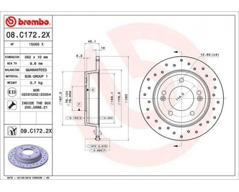 Brake Disc BREMBO XTRA LINE 08.C172.2X, Image 2