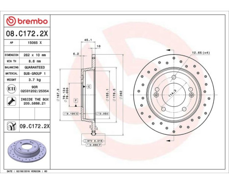 Brake Disc BREMBO XTRA LINE 08.C172.2X, Image 3