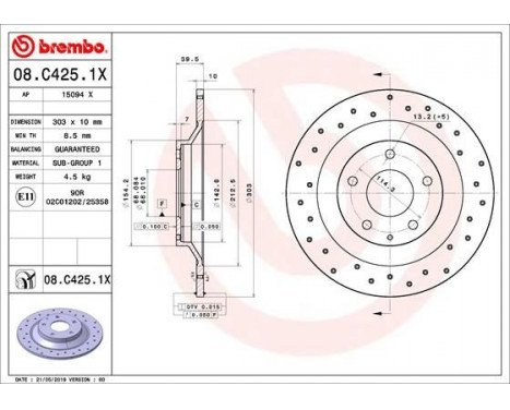 Brake Disc BREMBO XTRA LINE 08.C425.1X