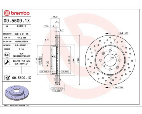 Brake Disc BREMBO XTRA LINE 09.5509.1X, Image 3