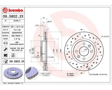 Brake Disc BREMBO XTRA LINE 09.5802.2X, Image 2