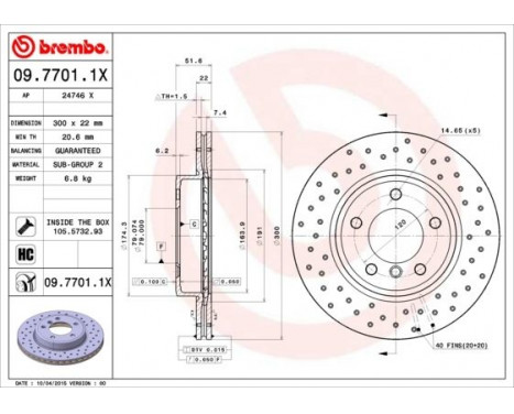 Brake Disc BREMBO XTRA LINE 09.7701.1X, Image 2
