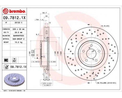 Brake Disc BREMBO XTRA LINE 09.7812.1X, Image 2