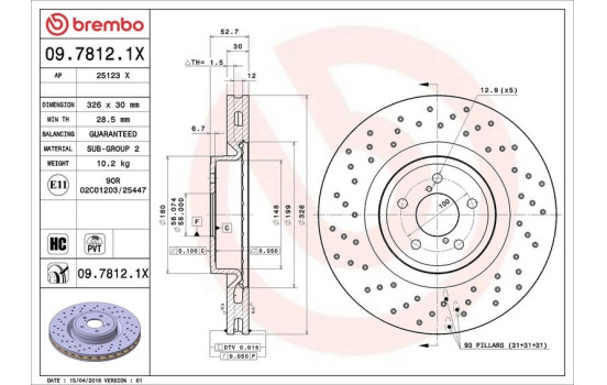 Brake Disc BREMBO XTRA LINE 09.7812.1X, Image 2