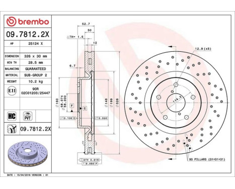 Brake Disc BREMBO XTRA LINE 09.7812.2X, Image 3