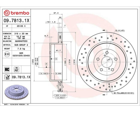Brake Disc BREMBO XTRA LINE 09.7813.1X, Image 3