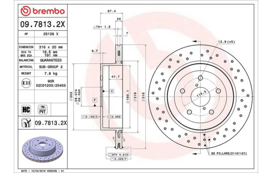 Brake Disc BREMBO XTRA LINE 09.7813.2X, Image 3