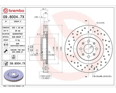 Brake Disc BREMBO XTRA LINE 09.8004.7X, Image 2