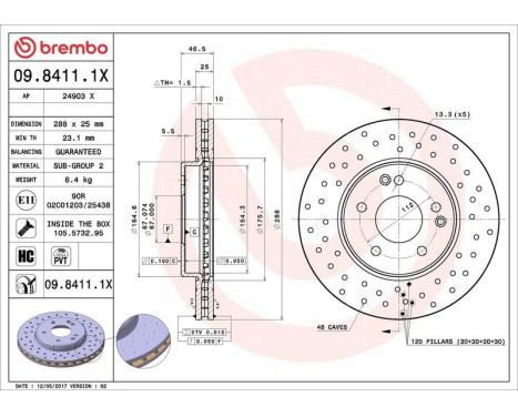 Brake Disc BREMBO XTRA LINE 09.8411.1X, Image 3