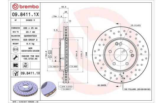 Brake Disc BREMBO XTRA LINE 09.8411.1X, Image 3