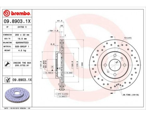 Brake Disc BREMBO XTRA LINE 09.8903.1X, Image 2