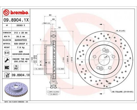Brake Disc BREMBO XTRA LINE 09.8904.1X, Image 2