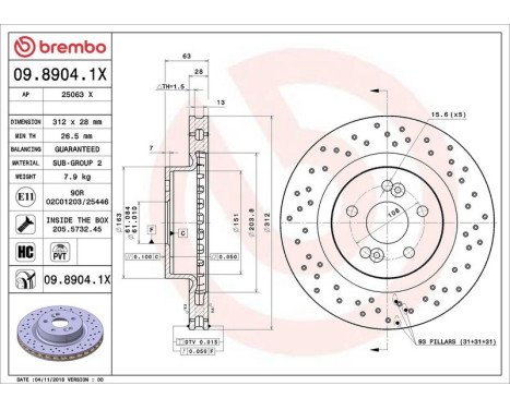 Brake Disc BREMBO XTRA LINE 09.8904.1X, Image 3