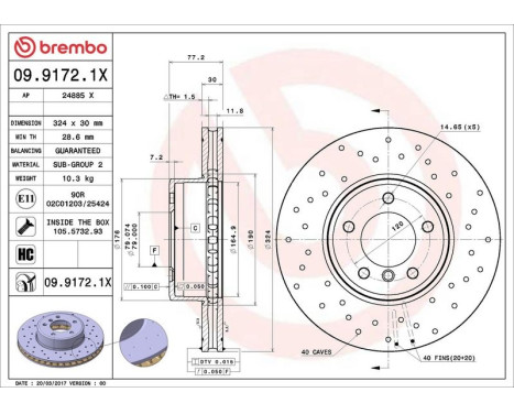 Brake Disc BREMBO XTRA LINE 09.9172.1X, Image 3
