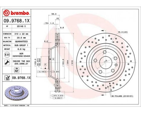 Brake Disc BREMBO XTRA LINE 09.9768.1X, Image 2