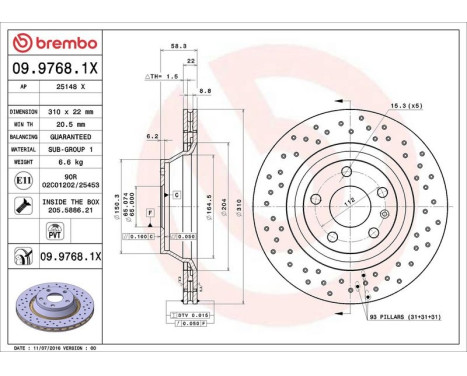 Brake Disc BREMBO XTRA LINE 09.9768.1X, Image 3