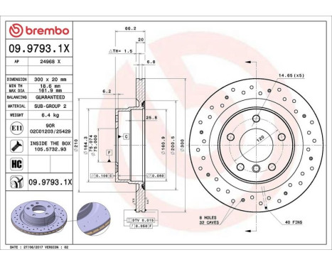 Brake Disc BREMBO XTRA LINE 09.9793.1X, Image 3