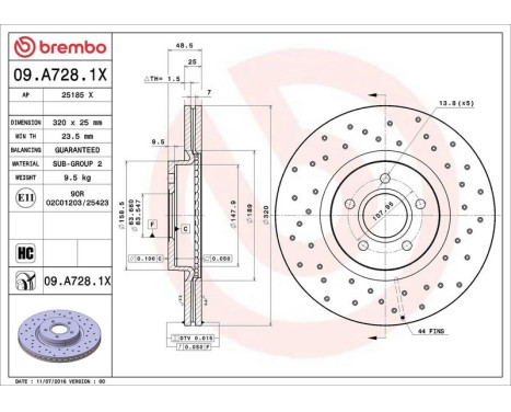 Brake Disc BREMBO XTRA LINE 09.A728.1X, Image 3