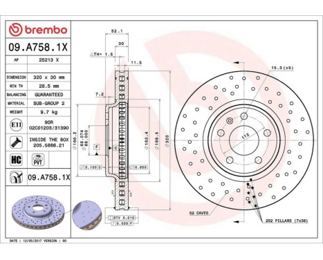 Brake Disc BREMBO XTRA LINE 09.A758.1X, Image 3