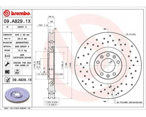Brake Disc BREMBO XTRA LINE 09.A829.1X, Image 2
