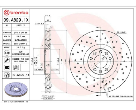 Brake Disc BREMBO XTRA LINE 09.A829.1X, Image 3