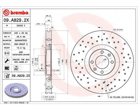 Brake Disc BREMBO XTRA LINE 09.A829.2X, Image 2