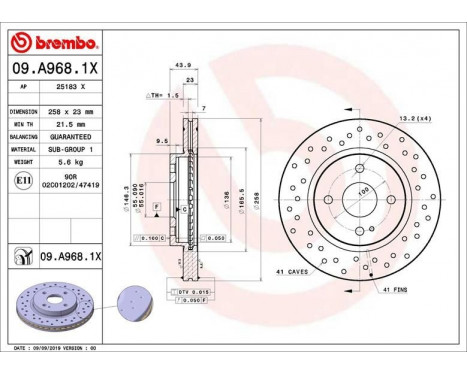 Brake Disc BREMBO XTRA LINE 09.A968.1X