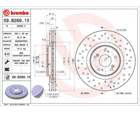 Brake Disc BREMBO XTRA LINE 09.B269.1X, Image 2