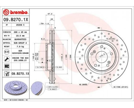 Brake Disc BREMBO XTRA LINE 09.B270.1X, Image 2