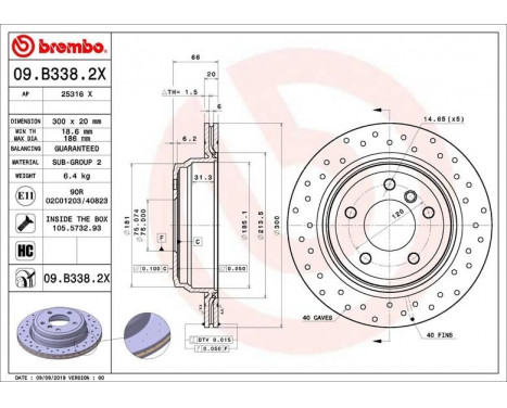 Brake Disc BREMBO XTRA LINE 09.B338.2X