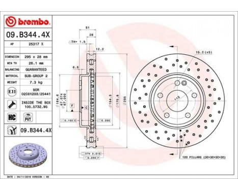 Brake Disc BREMBO XTRA LINE 09.B344.4X, Image 2