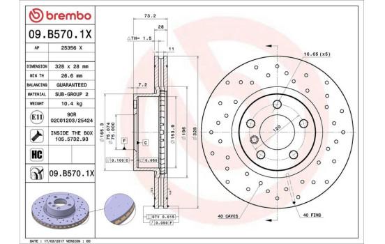 Brake Disc BREMBO XTRA LINE 09.B570.1X