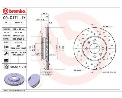 Brake Disc BREMBO XTRA LINE 09.C171.1X, Image 2