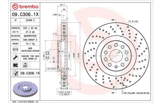 Brake Disc BREMBO XTRA LINE 09.C306.1X