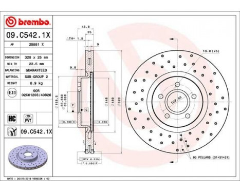 Brake Disc BREMBO XTRA LINE 09.C542.1X