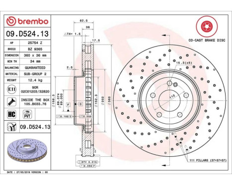 Brake Disc CO-CAST DISCS LINE 09.D524.13 Brembo, Image 2