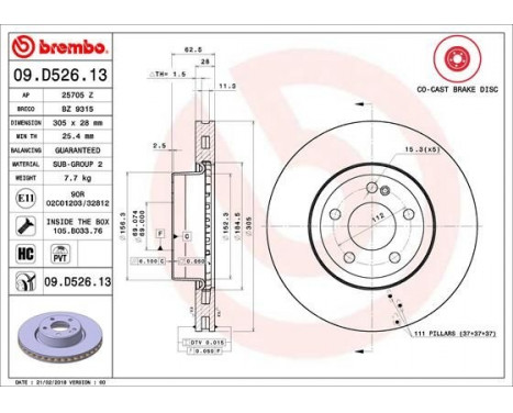 Brake Disc CO-CAST DISCS LINE 09.D526.13 Brembo, Image 2