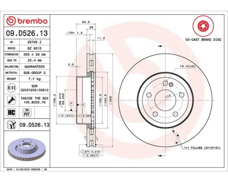 Brake Disc CO-CAST DISCS LINE 09.D526.13 Brembo, Image 3